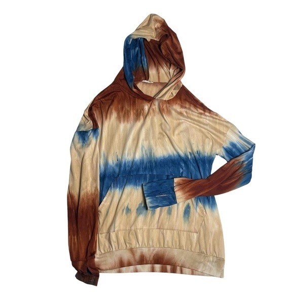 Blumin Unisex Tie Dye Long Sleeve Hippie Boho Kangaroo Pocket Hoodie Medium - Picture 5 of 8